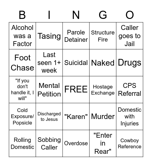 January Shenanigans Bingo Card