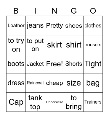 Woordenschat Les 2 Bingo Card