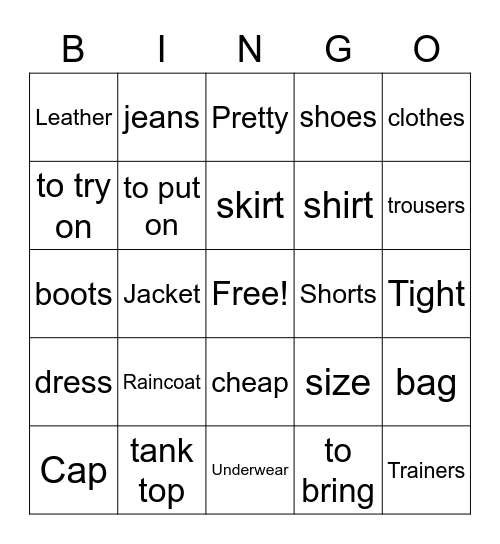 Woordenschat Les 2 Bingo Card