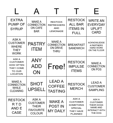 Starbucks Bingo! Bingo Card