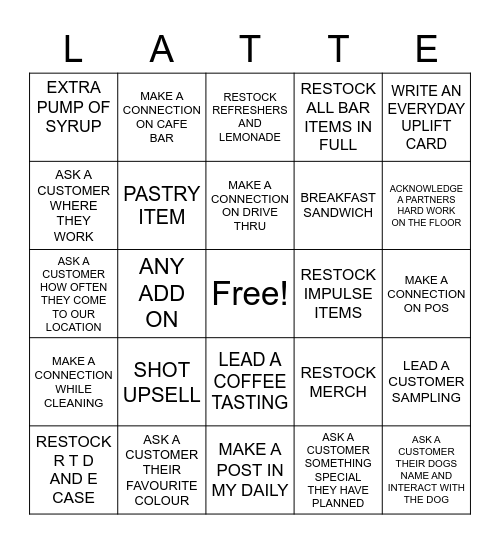 Starbucks Bingo! Bingo Card