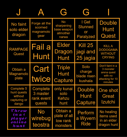 MONSTER HUNTER BINGO Card