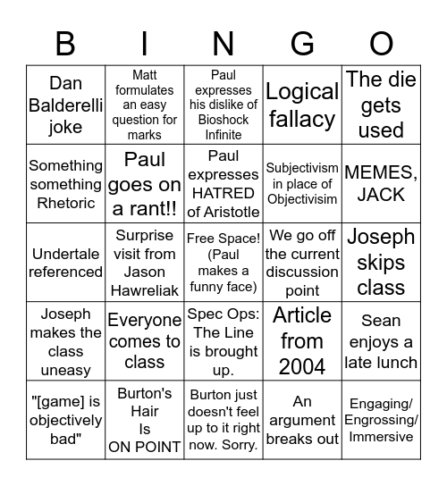 IASC Class Bingo Card