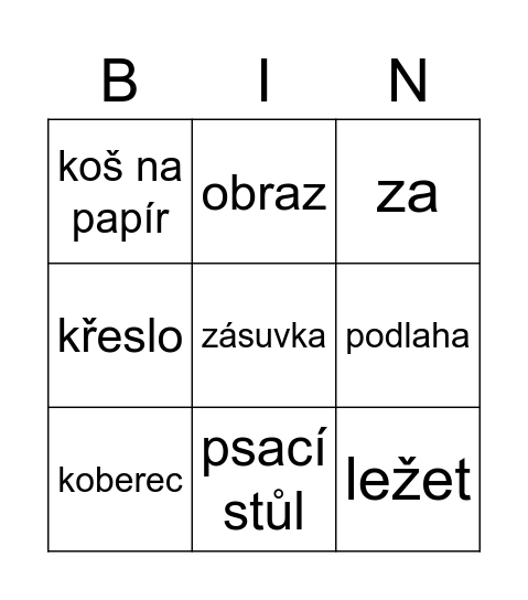 Möbel Bingo Card