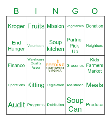 Feeding Southwest Virginia Bingo Card