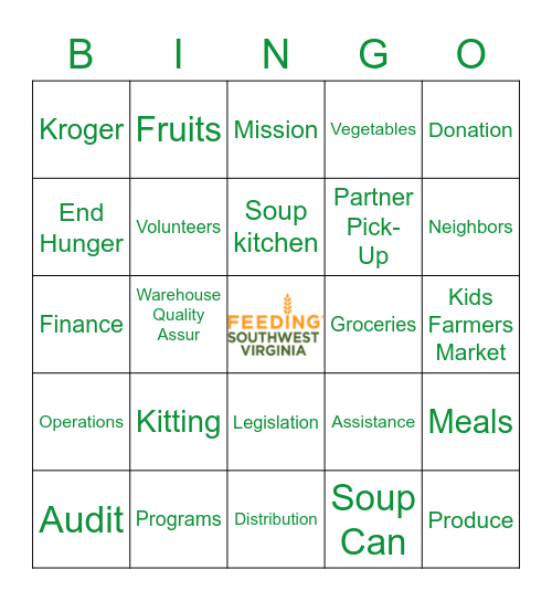 Feeding Southwest Virginia Bingo Card