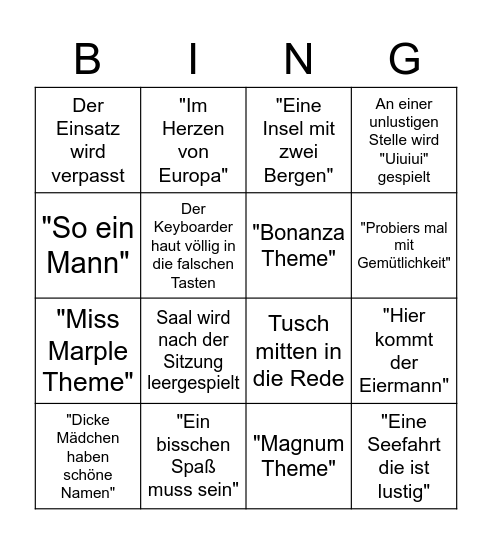 Kapellbingo Kampagne 2023 Bingo Card