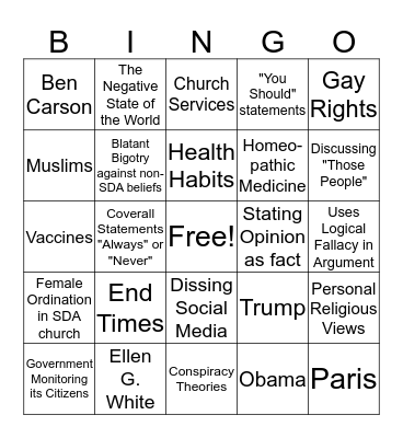 Engelkemier Family Thanksgiving Bingo Card