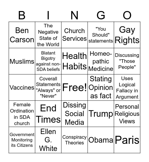 Engelkemier Family Thanksgiving Bingo Card