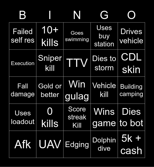 WZ Bingo Card