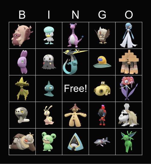 Shiny Pokemon Bingo Card