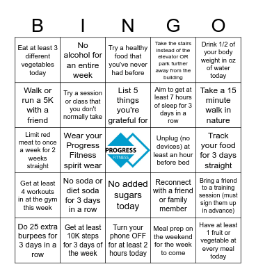 Spring Into Healthy Habits Bingo Card