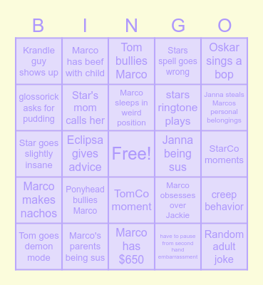SVTFOE Bingo Card