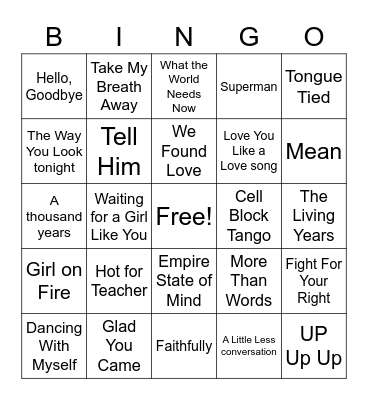 Round 2: GLEE Bingo Card