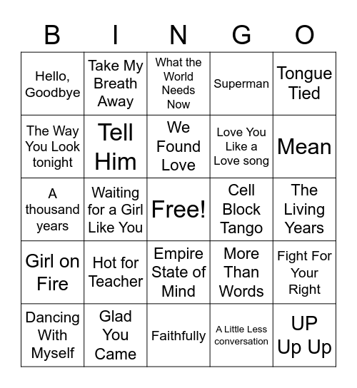 Round 2: GLEE Bingo Card