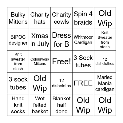 Knit Bingo 2023 Bingo Card