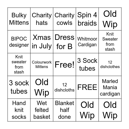 Knit Bingo 2023 Bingo Card