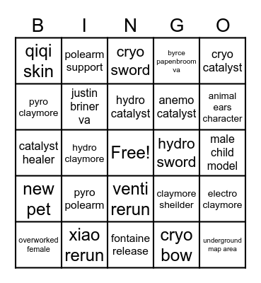2023 genshin bingo Card
