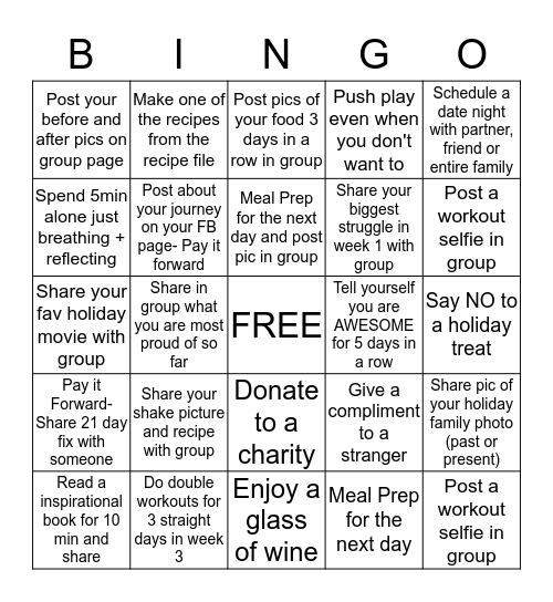 Hot for Holiday Bingo Game Bingo Card