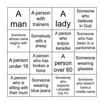 Getting to Know You! Bingo Card