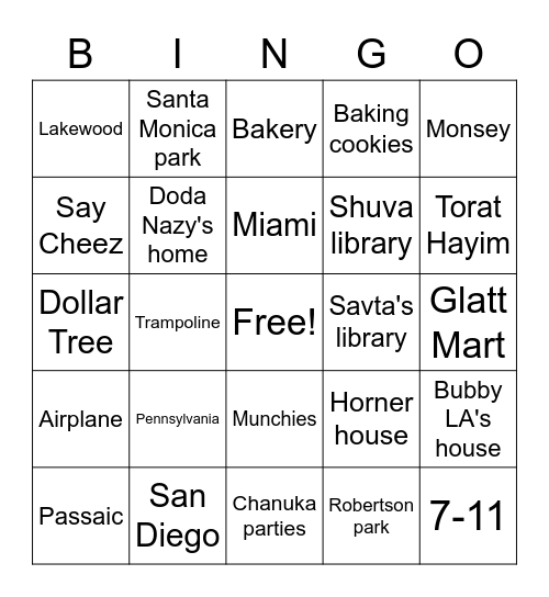 Zargari Fun Times Bingo Card