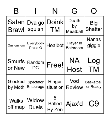Altitude Scrims Bingo Card