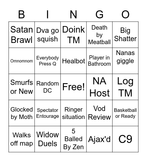 Altitude Scrims Bingo Card