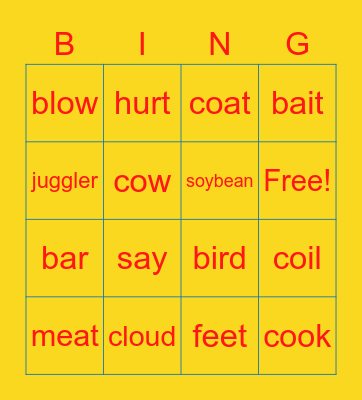 Phonics 5 Bingo Card