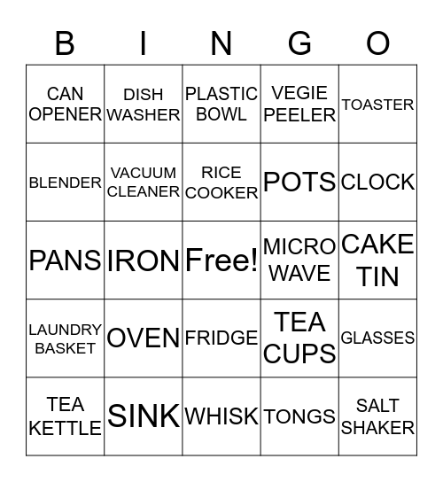 CAT'S KITCHEN TEA Bingo Card