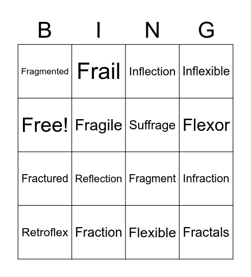 Review: Flect, Flex & Frail, Fract, Frag Bingo Card