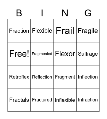 Review Flect, Flex & Frail, Fract, Frag Bingo Card