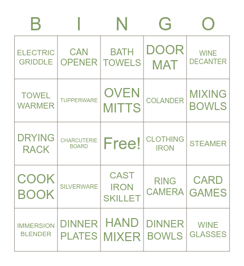 SKYE'S BRIDAL SHOWER Bingo Card