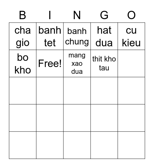 TET Bingo Card