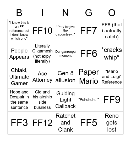 Path of Valor Reference Bingo Card