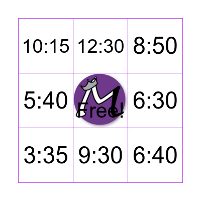 Telling Time Bingo by Sean Bingo Card