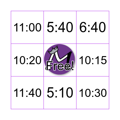 Telling Time Bingo by Sean Bingo Card