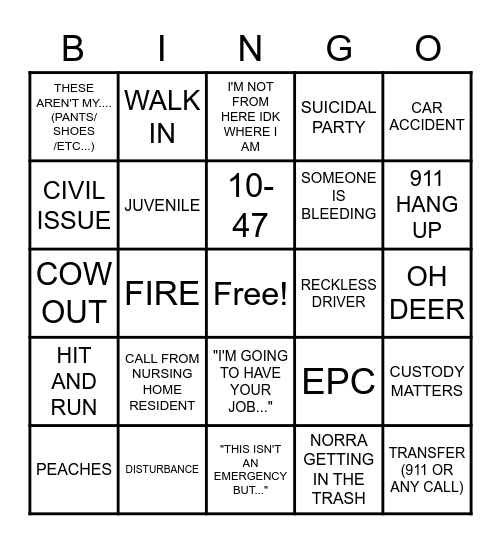 Dispatch Bingo Card