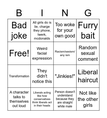Velma 2023 liberal bingo Card