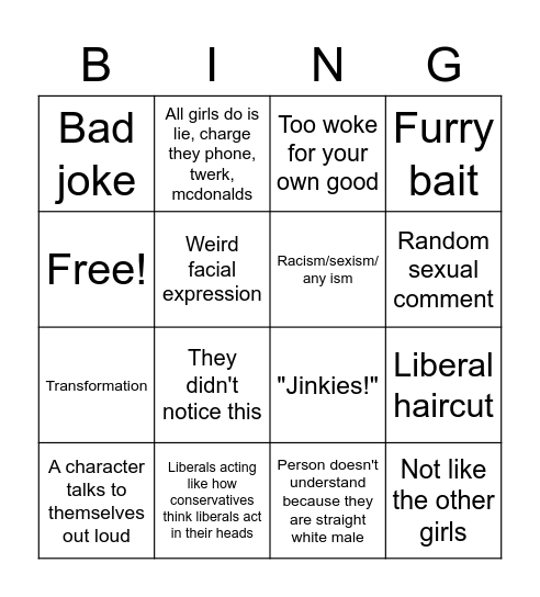 Velma 2023 liberal bingo Card