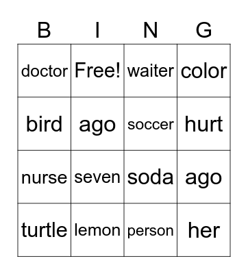 KK For Kids 2 p30-31 Bingo Card