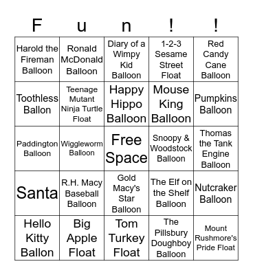 Thanksgiving Bingo - 2015 Bingo Card