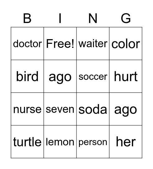 KK For Kids 2 p30-31 Bingo Card