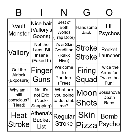 Murder Bingo Card