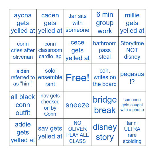 1-17-23 orchestra bingo Card