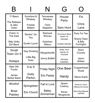 COUNTRY NIGHT Bingo Card