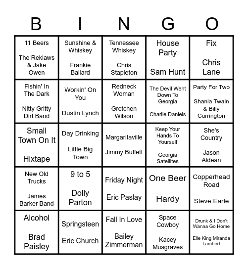 COUNTRY NIGHT Bingo Card