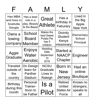 Let's get to know each other  Bingo Card