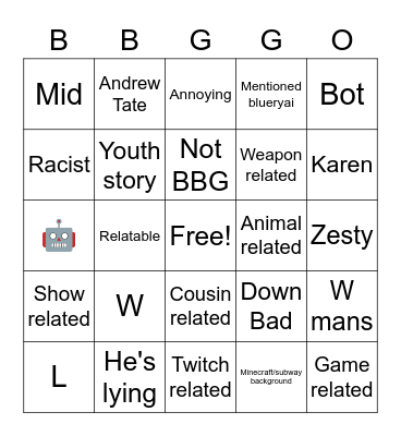 BBG STORYTIME Bingo Card