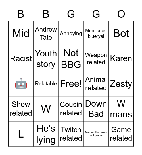 BBG STORYTIME Bingo Card