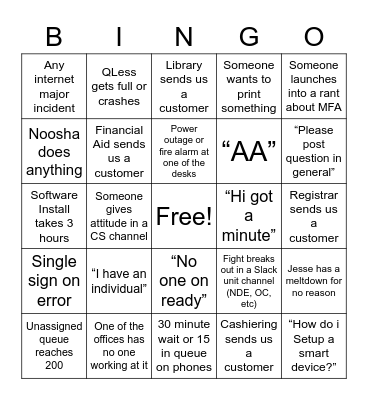 2023 Spring First Week Bingo Card